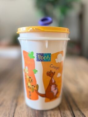 Vintage Winnie the Pooh Tupperware Yellow Lid Pooh Kids Cup